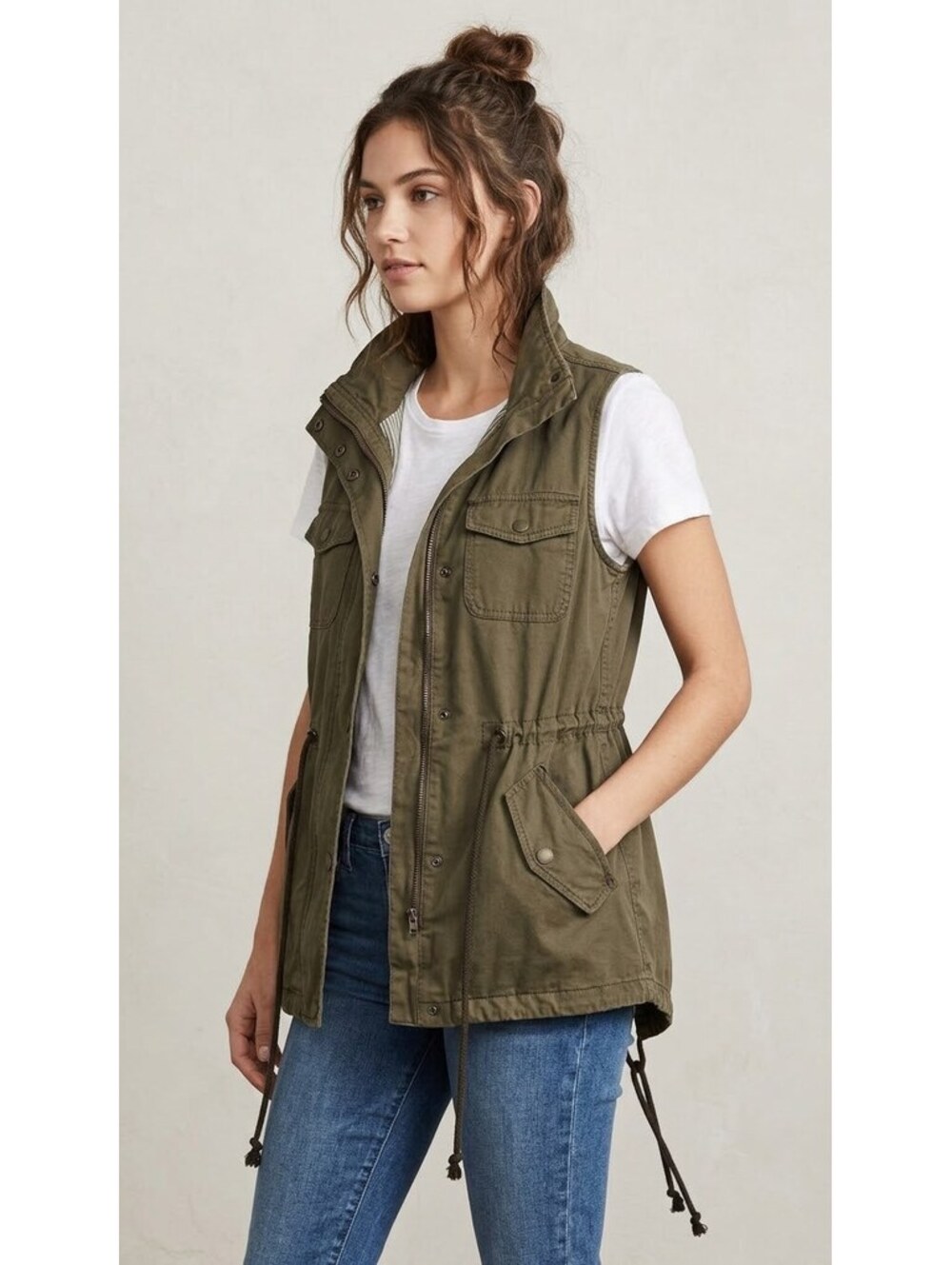 Velvet by Graham & Spencer Olive Green Cotton Utility Vest XS